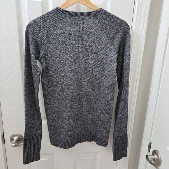 Lululemon Rest‎ Less Sweater Womens 4 Heathered black Thumb holes Running - Picture 2 of 9